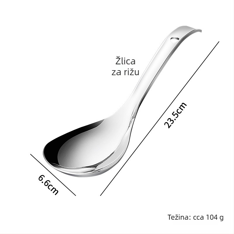 Žlica za rižu od 304 nerđajućeg čelika, moderan i jednostavan stil, jednobojna, otisnut logotip, prilagodljiva obrada
