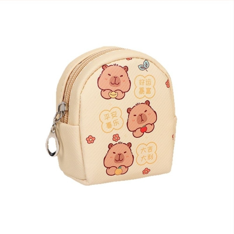 Capybara novčanik za kovanice, animirani karikatura uzorak, unisex, PU materijal, podstava od sintetičke kože, proljeće 2025