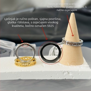 Prsten od bakra s izrezanim slovima, elektroplatirano, unisex, INS stil