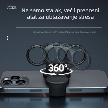 Držač za telefon s prstenom, 360° rotacija, stražnji klip, metalni sklopivi okvir, protiv podrhtavanja