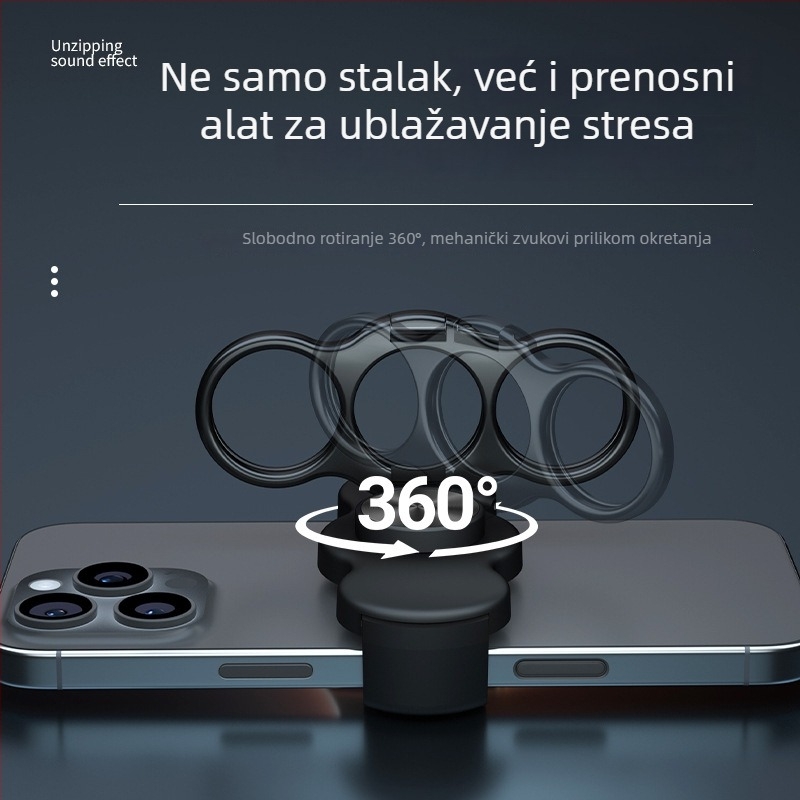 Držač za telefon s prstenom, 360° rotacija, stražnji klip, metalni sklopivi okvir, protiv podrhtavanja