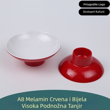 Melaminska okrugla ploča, površina s bojom glazure, nije pogodna za mikrovalnu pećnicu, ispis logotipa