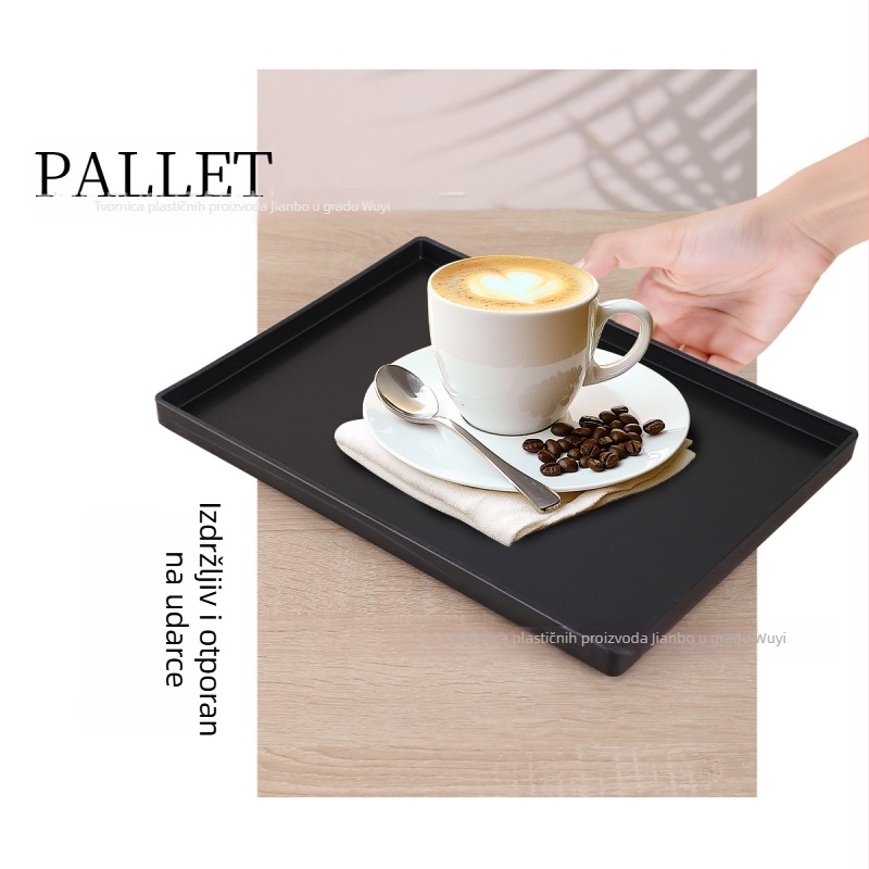 Pladanj od plastike – pravokutni, moderan jednostavan dizajn, elektroplatirana površina, pogodan za hotele i posluživanje hrane, moguć tisk logotipa (Elektroplatirana površina, Tisak logotipa, Prilagodba, Hoteli i posluživanje hrane)