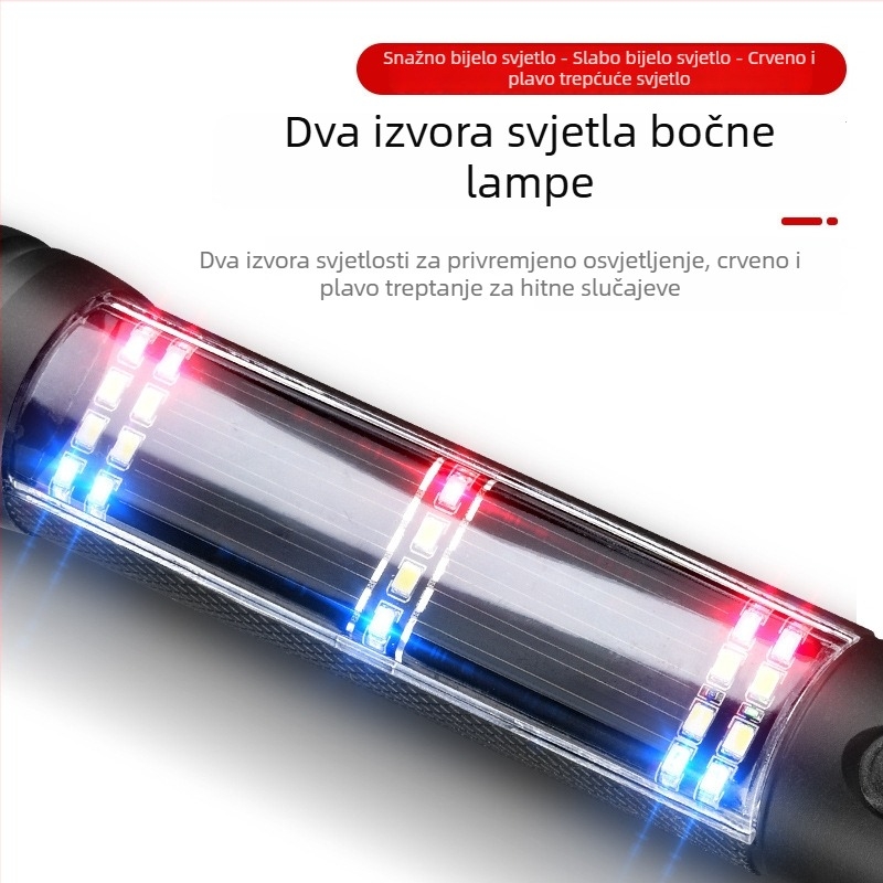 Ručni automobil sigurnosni čekić sa svjetlom i probijačem za staklo, kućište od aluminijske legure, 3,7V, domet 300–500 m