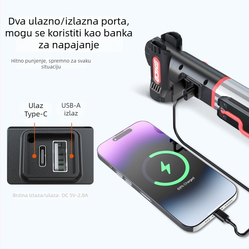 LED lampu za popravak vozila s magnetskom dugačkom trakom, aluminijska legura, 1200 lm, 3,7 V, LED