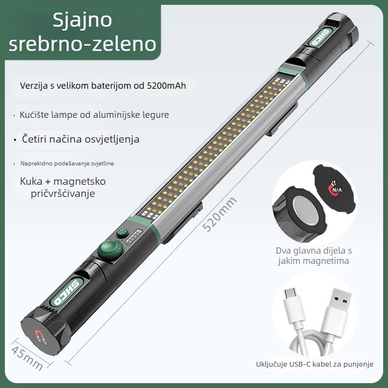 LED lampu za popravak vozila s magnetskom dugačkom trakom, aluminijska legura, 1200 lm, 3,7 V, LED
