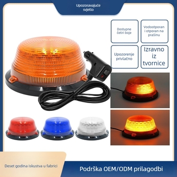 Kružna LED svjetlosna lampica za vozila s magnetskim držačem, snažno treptanje, 7W, 12–80V, 700 lm, LED 2835, PC kućište