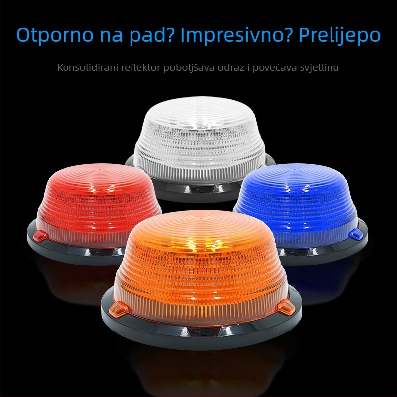 Kružna LED svjetlosna lampica za vozila s magnetskim držačem, snažno treptanje, 7W, 12–80V, 700 lm, LED 2835, PC kućište