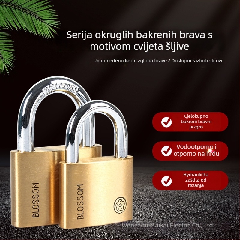 Katanac Plum Blossom, Tip C, bakar + legirani čelik, za ormariće i vrata, moderan minimalistički stil