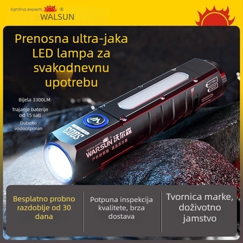 Fleet SQ03 Ručna LED baterijska svjetiljka, punjiva, ultrajasna vanjska radna svjetiljka, dugi domet, kompaktna i prijenosna