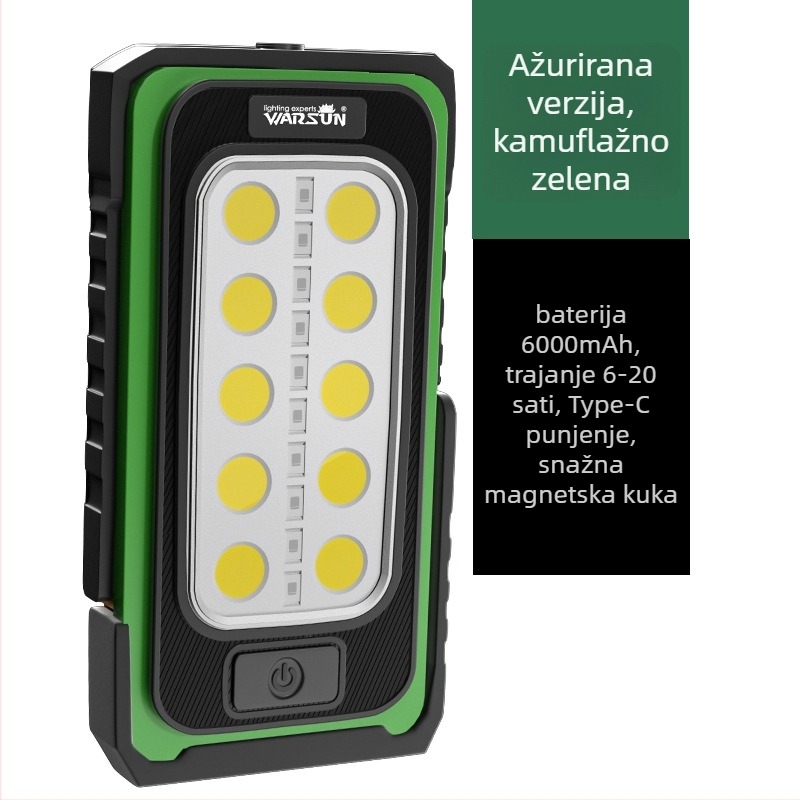 Y40 LED Svjetlo za Popravak s Magnetom, Prijenosna Power Banka, Solarno Vanjsko Svjetlo, Višefunkcionalna Litijska Baterija