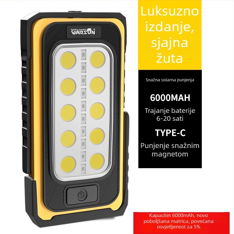 Y40 LED Svjetlo za Popravak s Magnetom, Prijenosna Power Banka, Solarno Vanjsko Svjetlo, Višefunkcionalna Litijska Baterija