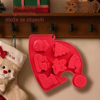 Set silikonskih kalupa za pečenje, 6 komada, vintage stil, dizajni božićno drvce i Djed Božićnjak, Ainuorui