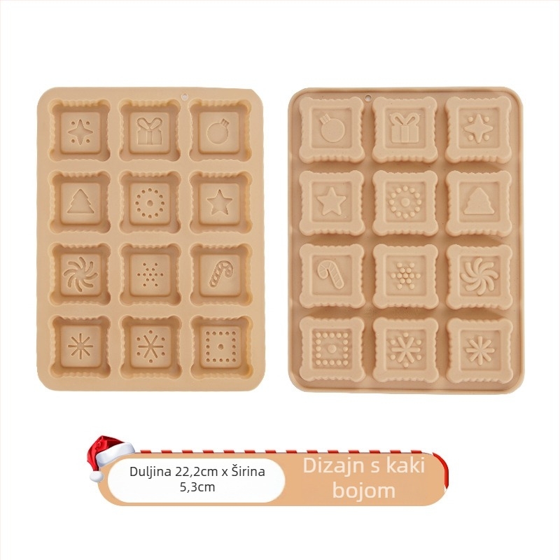 Set silikonskih kalupa za pečenje, 6 komada, vintage stil, dizajni božićno drvce i Djed Božićnjak, Ainuorui