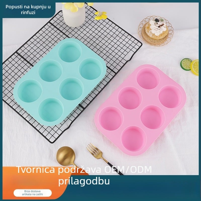 Kružna silikonska kalupa sa šest otvora za torte, mousse i deserte, lako odvajanje, otporno na visoke temperature