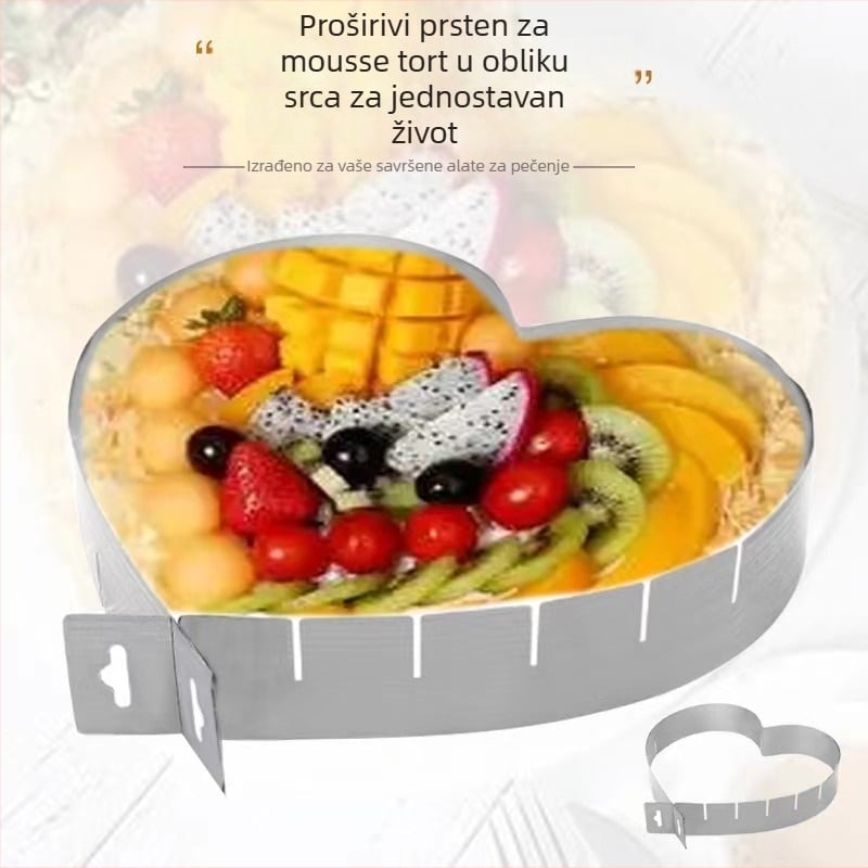 Proširiva srcolna mousse forma od nehrđajućeg čelika, za pečenje, prilagodljiva
