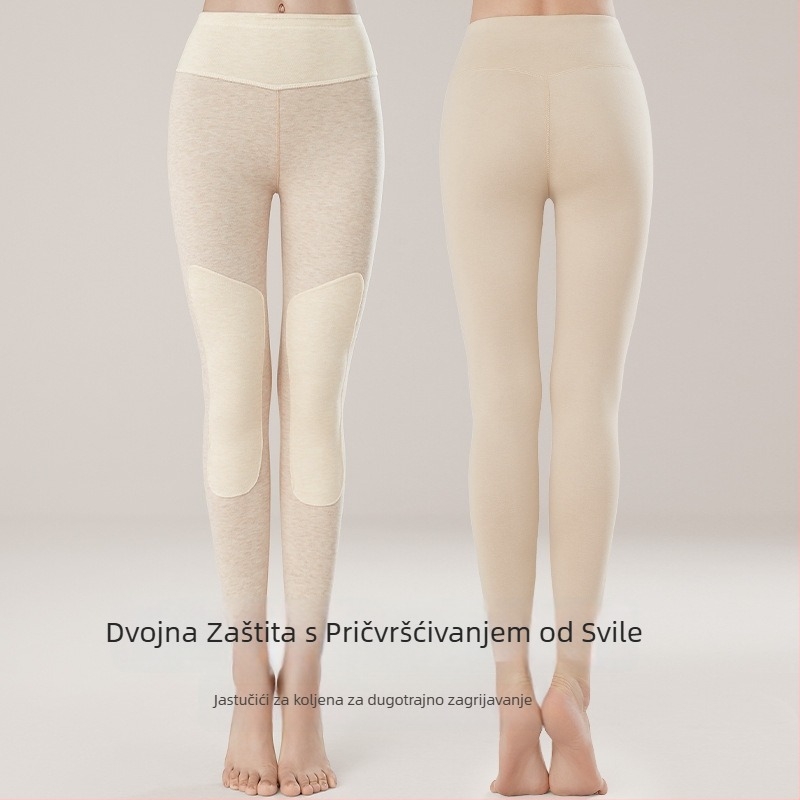 Ženske tople antistatike hlače s zaštitom koljena, visoki struk, dvostruki sloj, debljina 251–300 g/m²