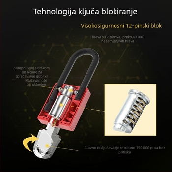 Industrijska brava, tip E, konstrukcija od čelika i najlona, marka SQS, LOTO izolacijska brava za industrijska, kemijska, elektronička, naftna i ugljena okruženja