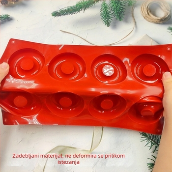 Silikonska forma za 8 krafni, prehrambene kvalitete, kružni kalup za kućnu DIY pečenje torti