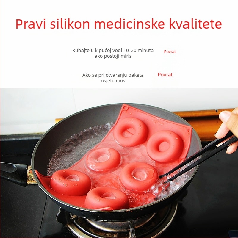 Silikonska forma za 8 krafni, prehrambene kvalitete, kružni kalup za kućnu DIY pečenje torti