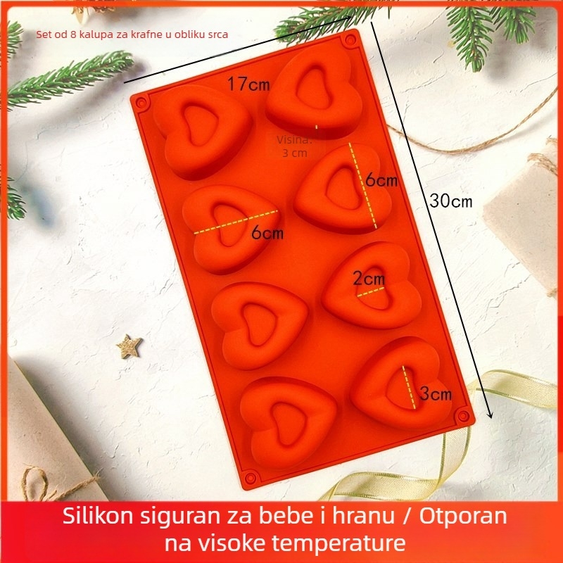 Silikonska forma za 8 krafni, prehrambene kvalitete, kružni kalup za kućnu DIY pečenje torti
