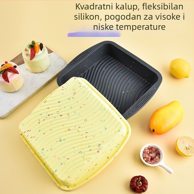 Silikonski kvadratni kalup za pečenje s povećanim dizajnom, kvadratni kalup za torte, model 2022, moderni minimalistički stil