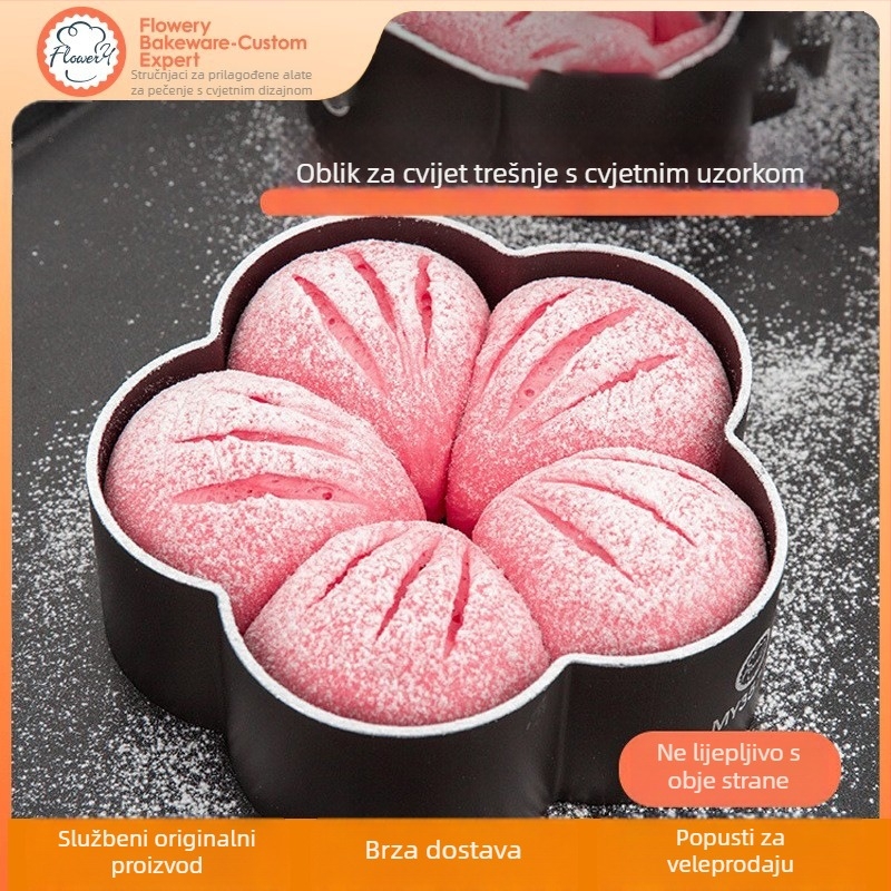 Kalup za kruh s oblikom cvijeta šljive, aluminijski profil, neprijanjajući, lako otpuštanje, moderni minimalistički dizajn
