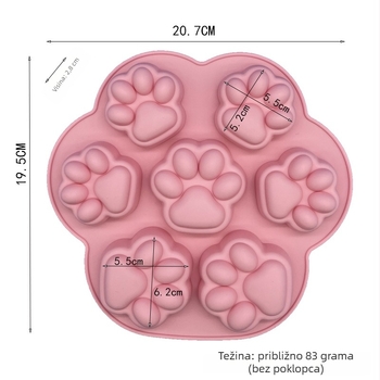 Silikonska posuda za pečenje s 7 pretinaca u obliku mačje šape, nepravilan oblik, otporna na visoke temperature, za hranu za bebe