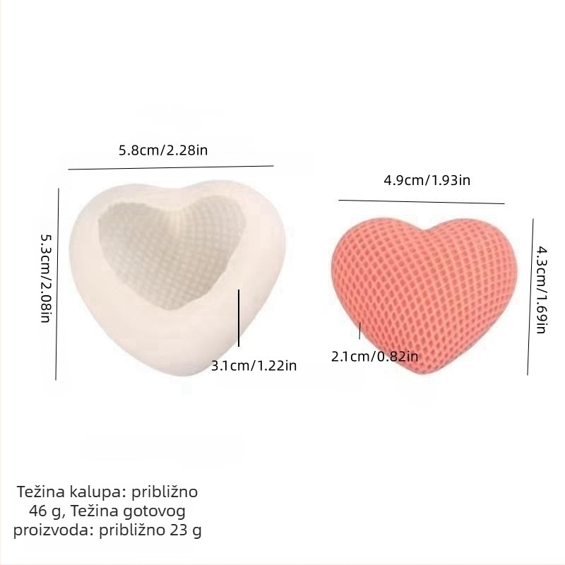 Galuin Silikonska kalupa u obliku srca za mousse i svijeće