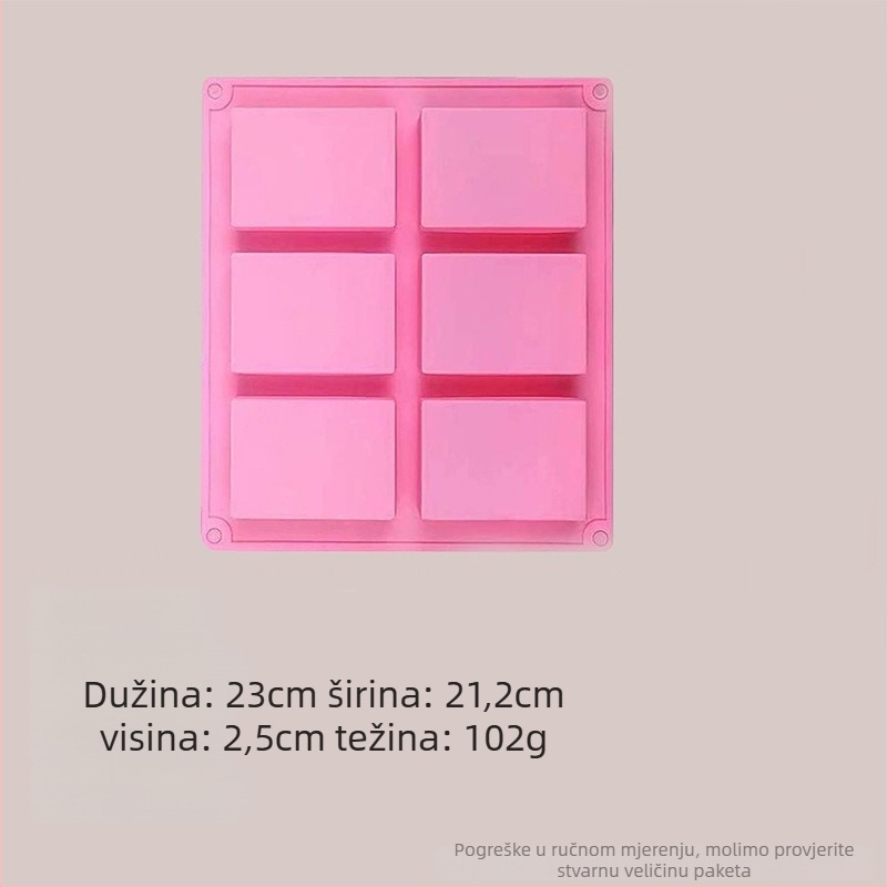 Pravokutna silikonska forma za čokoladu, kolače i ručno izrađeni sapun