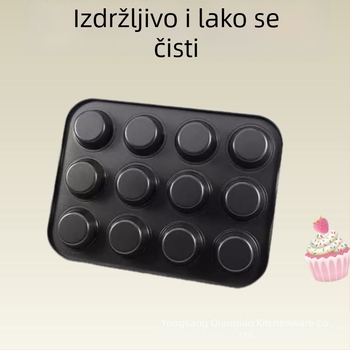 Kalup za kolače od ugljičnog čelika, kvadratni, 12 rupa, neprijanjajući premaz