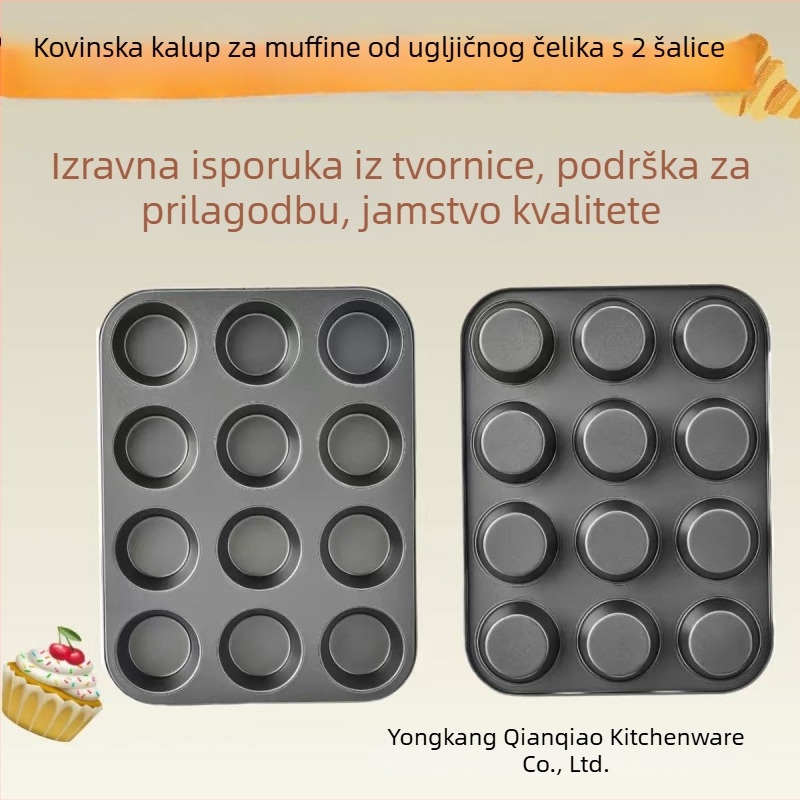 Kalup za kolače od ugljičnog čelika, kvadratni, 12 rupa, neprijanjajući premaz
