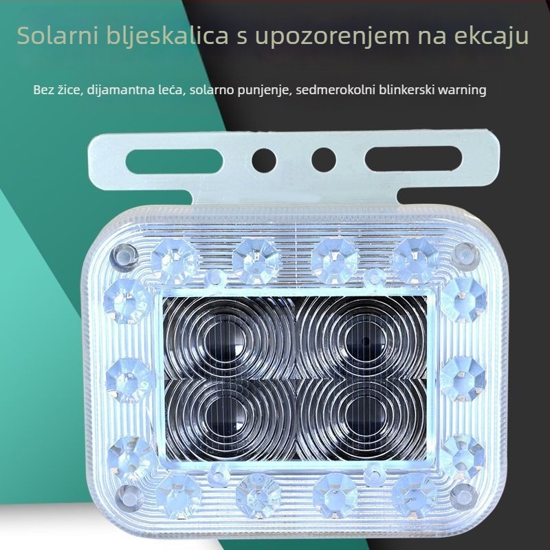 Solarna upozoravajuća strob svjetiljka za vozila, bez žica, sklop žarulje, 220V