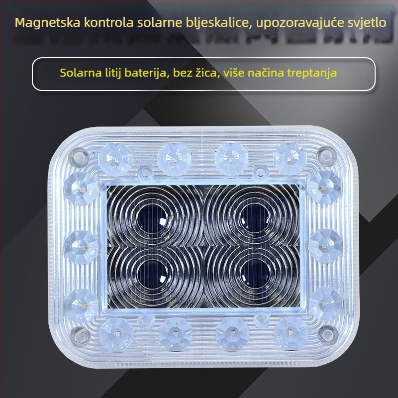 Solarna upozoravajuća strob svjetiljka za vozila, bez žica, sklop žarulje, 220V