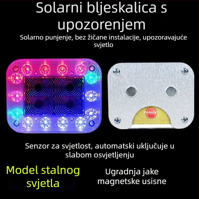 Solarna upozoravajuća strob svjetiljka za vozila, bez žica, sklop žarulje, 220V