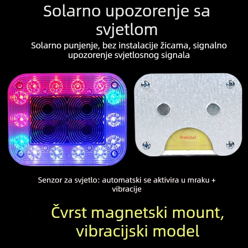 Solarna upozoravajuća strob svjetiljka za vozila, bez žica, sklop žarulje, 220V