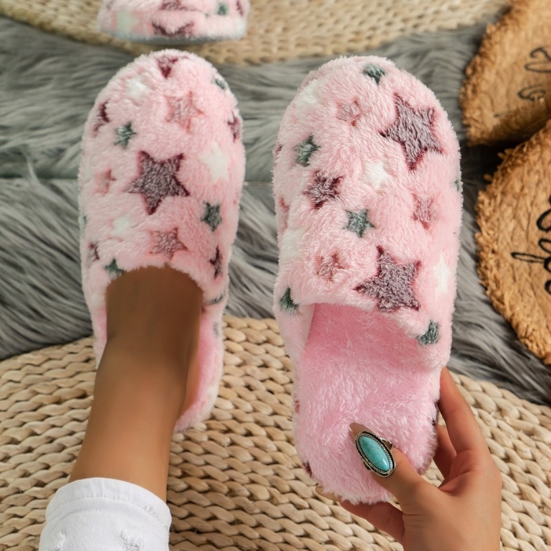 Papuče s gornjim dijelom od nubuka, TPR potplat, pamuk unutarnji dio, uzorak petokraka zvijezda, slip-on dizajn