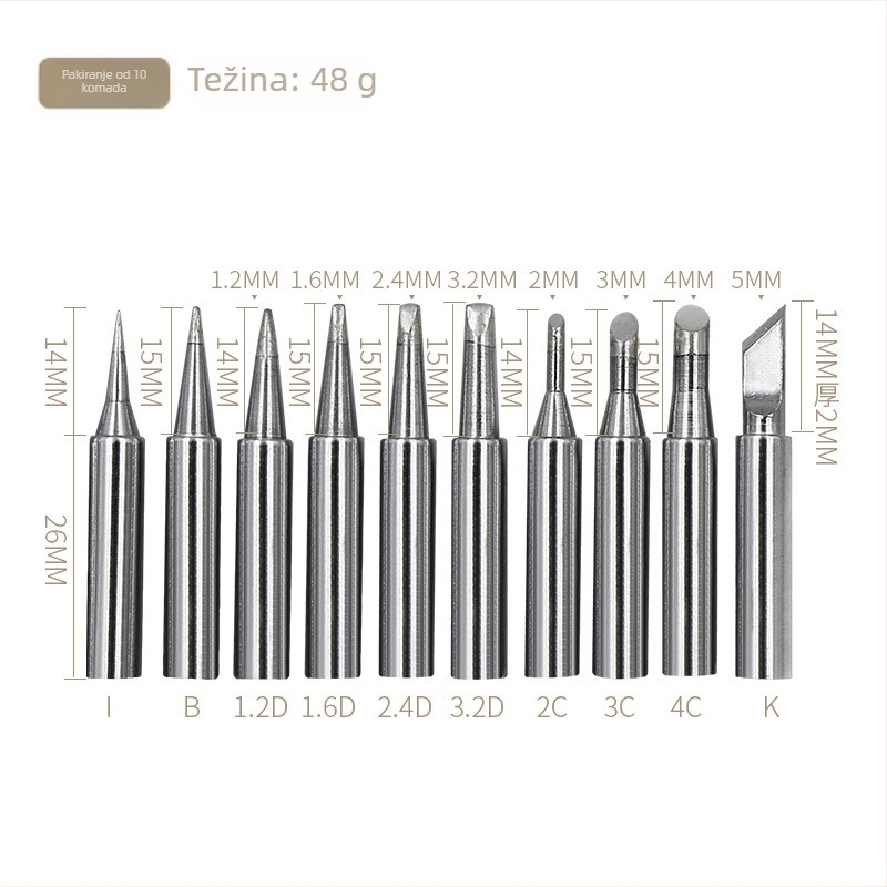 Bezolumna glava za lemljenje, s ravnim i zakrivljenim vrhom, bakrena, za 936 lemilicu