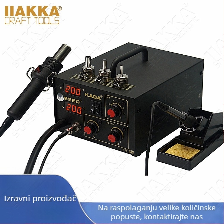 Dvostruka stanica za toplinski zrak i lemljenje s digitalnim dvostrukim zaslonom, antistatika, regulacija temperature, 220V