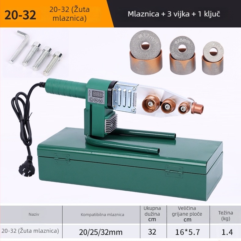 War Knife digitalni zaslon alat za topljenje zavarivanja za PPR plastiku, 220V, 50–60 Hz, električni pogon i upravljanje