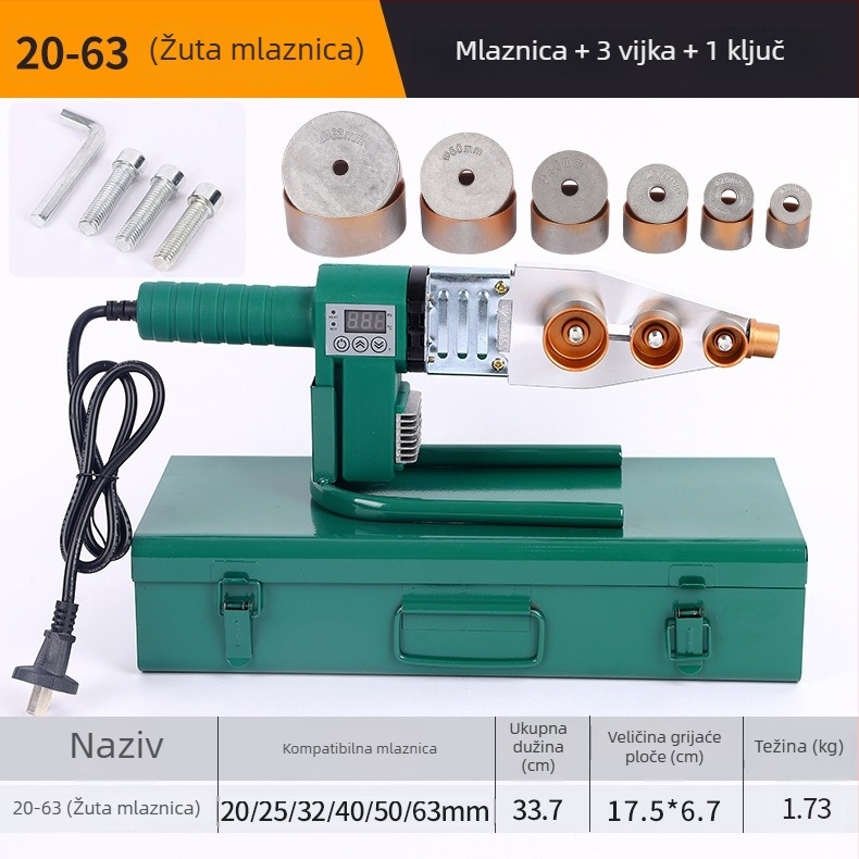 War Knife digitalni zaslon alat za topljenje zavarivanja za PPR plastiku, 220V, 50–60 Hz, električni pogon i upravljanje