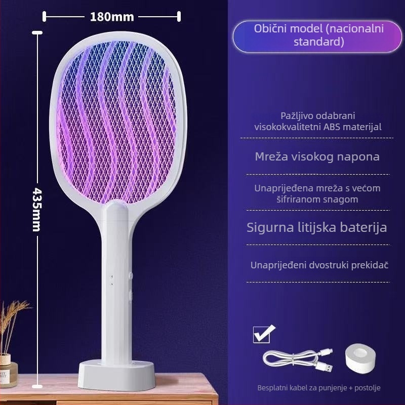 Unutarnji električni uređaj za uništavanje komaraca, s ugrađenom baterijom 501–800 mAh, LED svjetlo, pokrivenost 21–30 m², trajanje baterije preko 12 sati