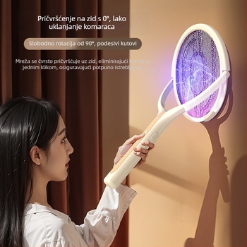 2-u-1 električni ubijač komaraca s UV lampom, ugrađena baterija 1000–1600 mAh, vrijeme punjenja 1–3 sata, pokrivenost do 10 m²