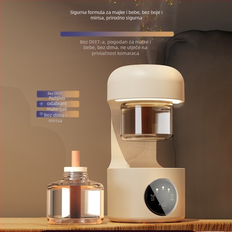 Stolna lampa za odbijanje komaraca, USB punjenje, ugrađena baterija 2000 mAh, LED ambijentalno svjetlo, pokrivenost do 10 m², punjenje 1–3 sati