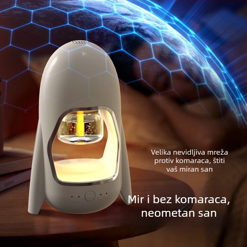 Stolna lampa za odbijanje komaraca, USB punjenje, ugrađena baterija 2000 mAh, LED ambijentalno svjetlo, pokrivenost do 10 m², punjenje 1–3 sati