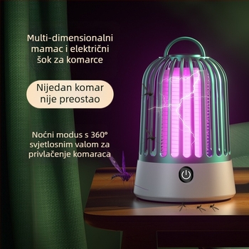 Električni šok komarac ubijačka lampa s UV cijevi, 360° rotacija, ugrađena baterija 1001–1600mAh, USB punjenje, unutarnja upotreba, doseg 10㎡