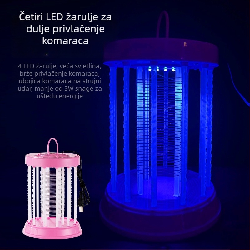 LED električna lampa za uništavanje komaraca s zaštitnom rešetkom, fizička zamka za komarce, za područja 21–30 m²