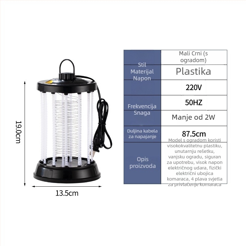 LED električna lampa za uništavanje komaraca s zaštitnom rešetkom, fizička zamka za komarce, za područja 21–30 m²