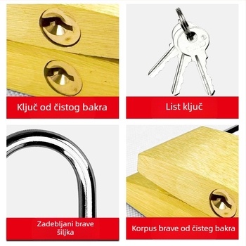 Katanac od mesinga – XB marka, kućanski katanac, Model Brass, Moderan minimalistički stil, Opseg primjene: Ostalo