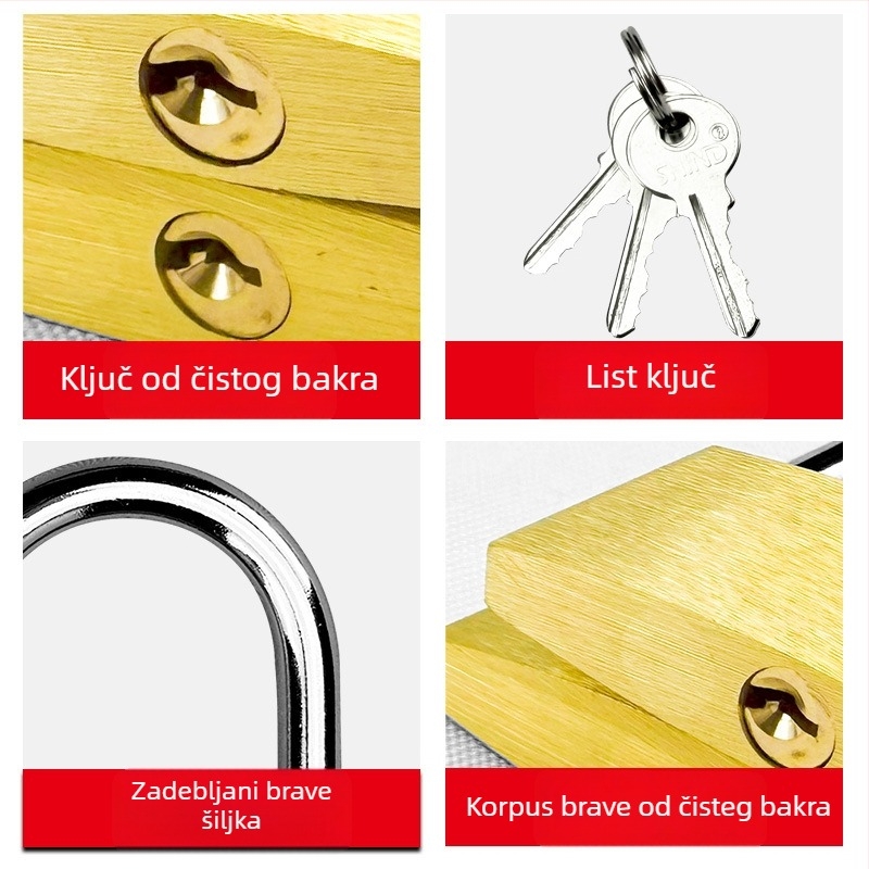 Katanac od mesinga – XB marka, kućanski katanac, Model Brass, Moderan minimalistički stil, Opseg primjene: Ostalo